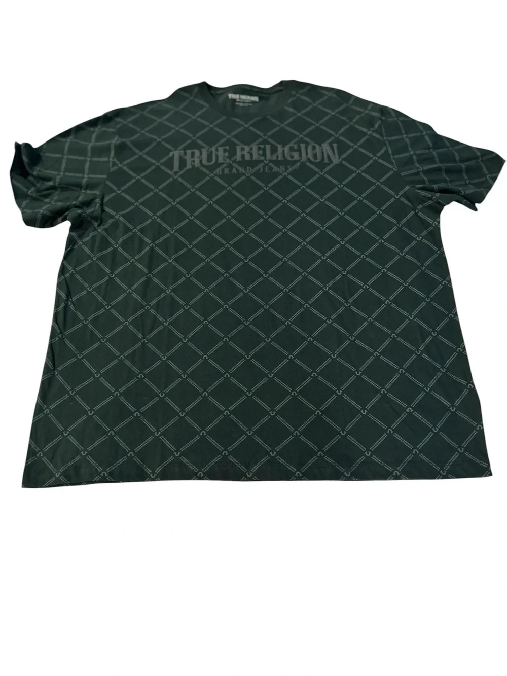 True Religion Hunter Green Short-Sleeve Diamond-Pattern Logo Tee